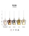 ELSA * COLGANTE CRISTAL CAMPANA - E27 - TRANSPARENTE + OPAL (SIN BASE